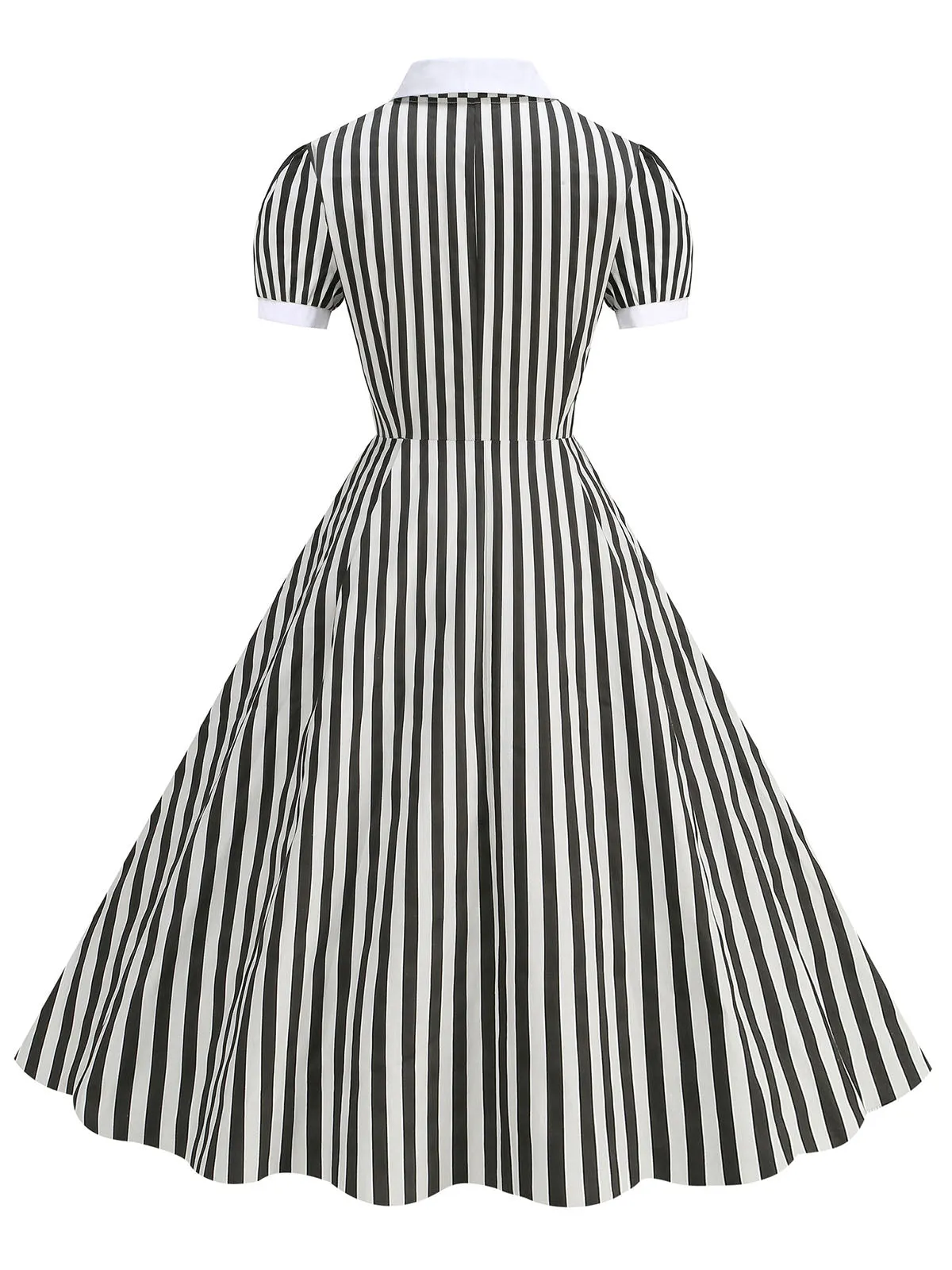 1950s Peter Pan Collar Black & White Stripes Dress sold by Retro Stage product image thumbnail 3