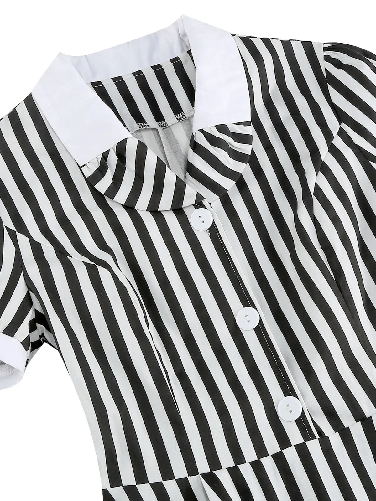 1950s Peter Pan Collar Black & White Stripes Dress sold by Retro Stage product image thumbnail 5