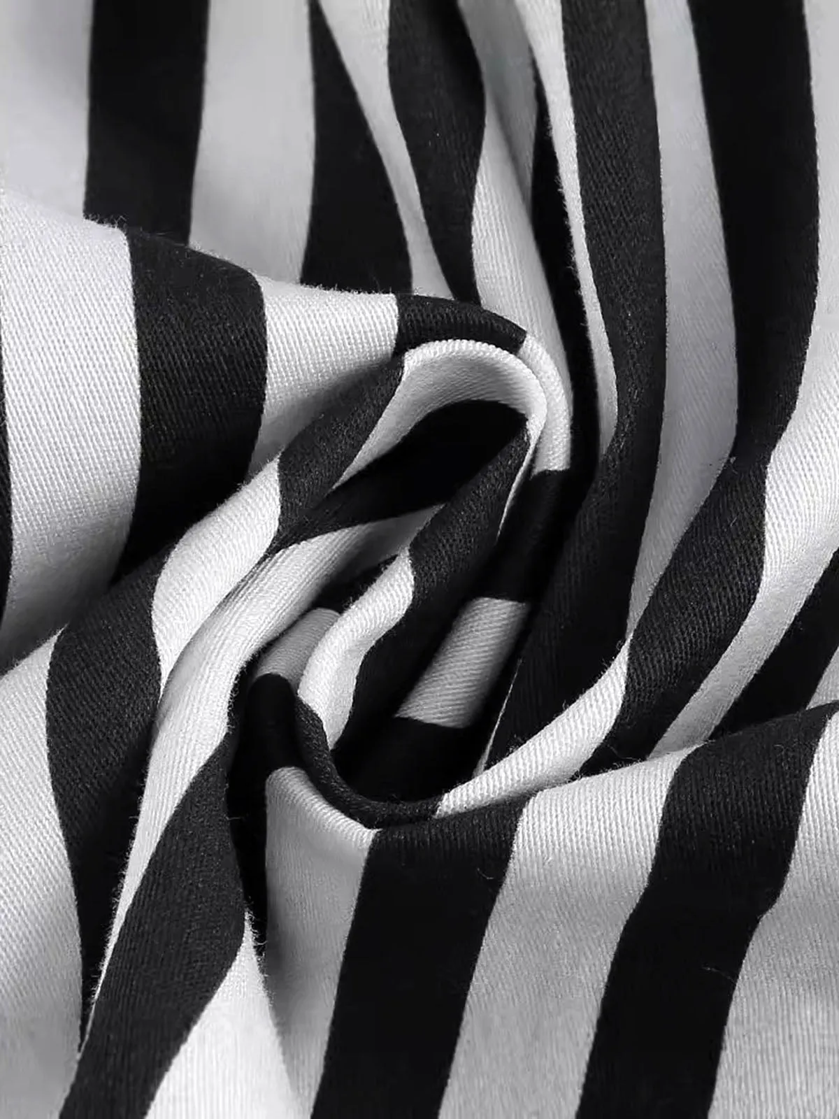 1950s Tie Neck Black & White Stripes Belted Dress sold by Retro Stage product image thumbnail 5