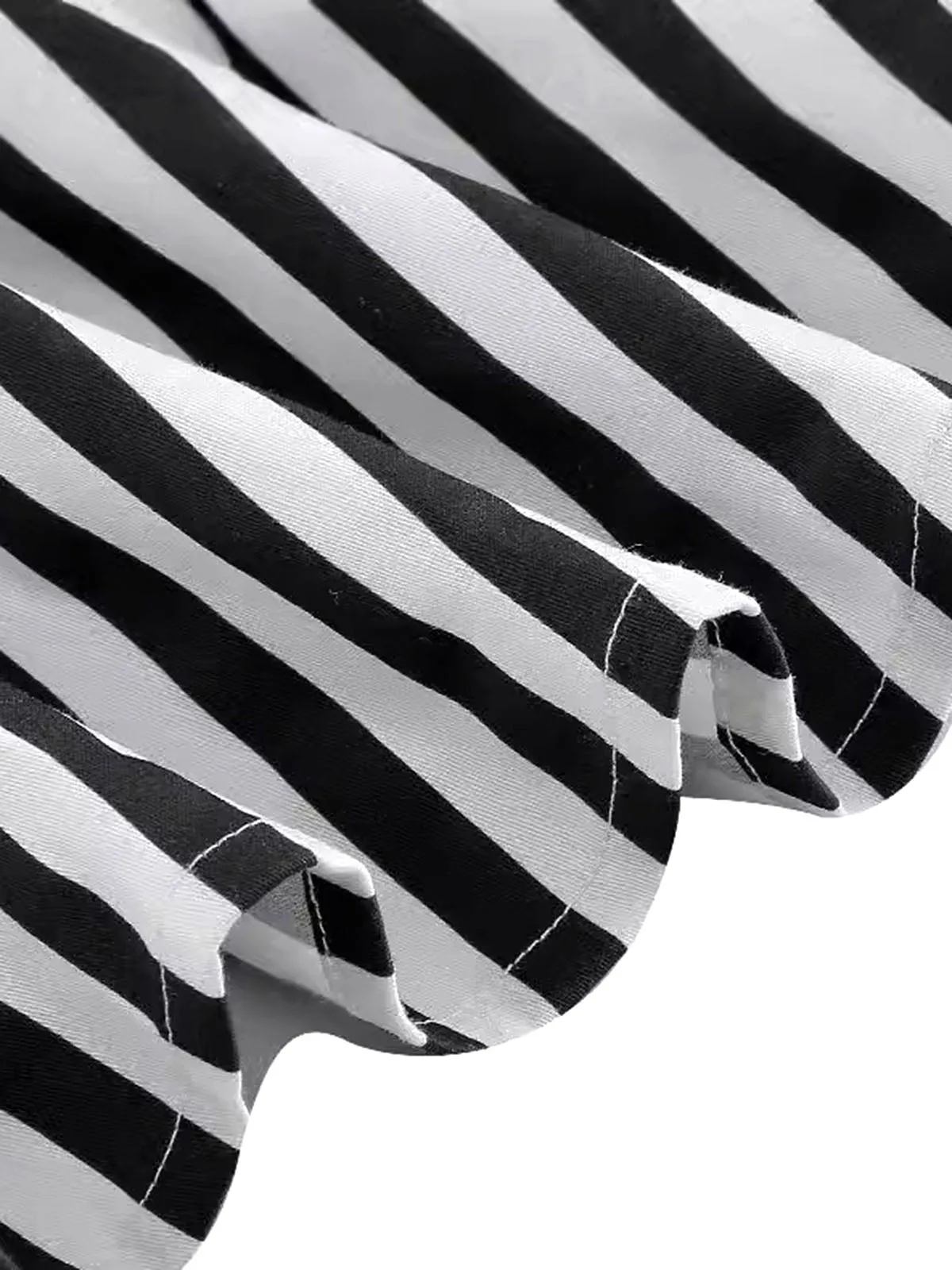 1950s Tie Neck Black & White Stripes Belted Dress sold by Retro Stage product image thumbnail 4