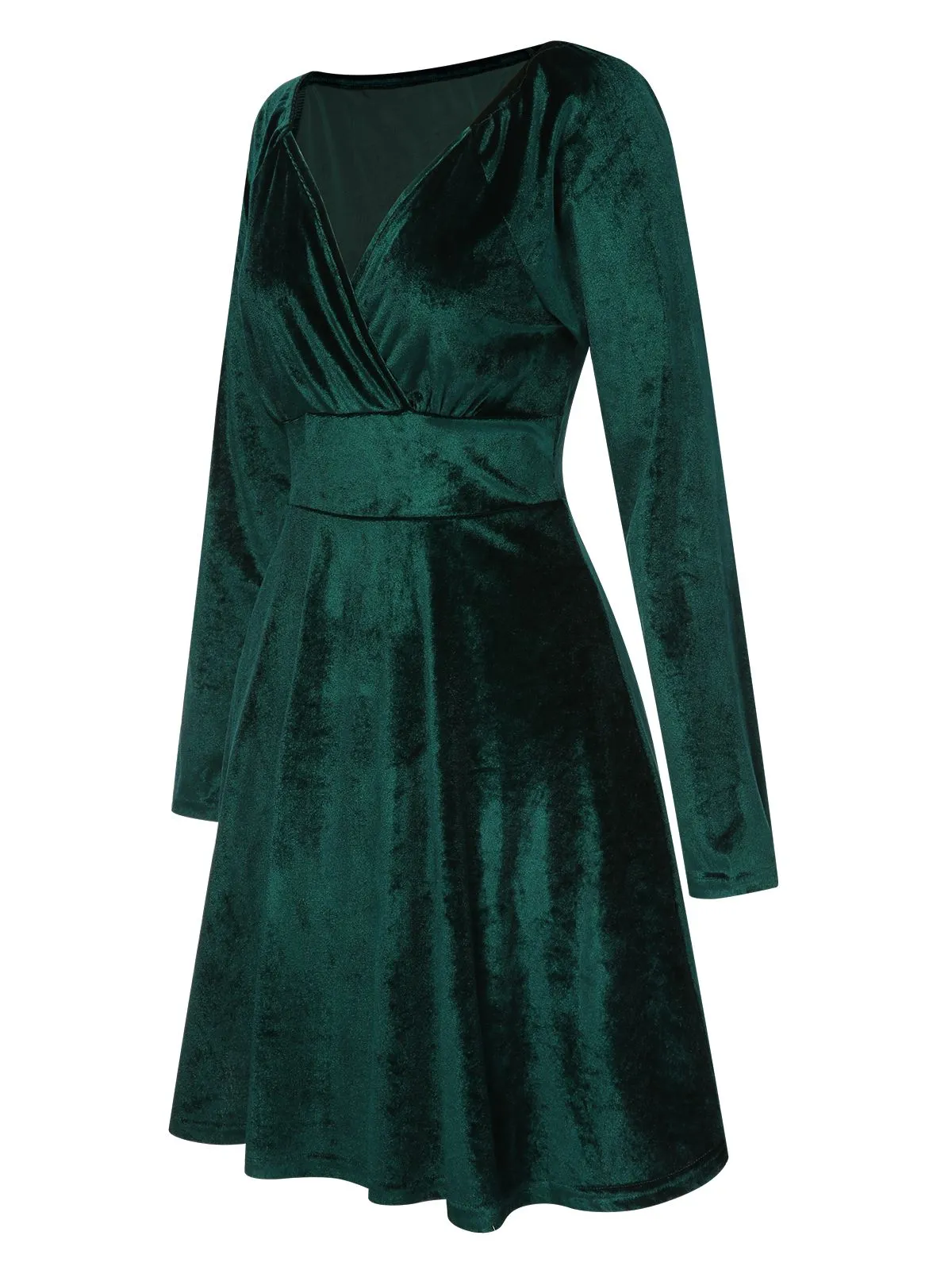 1960s V-Neck Velvet Long Sleeve A-Line Dress sold by Retro Stage product image thumbnail 3