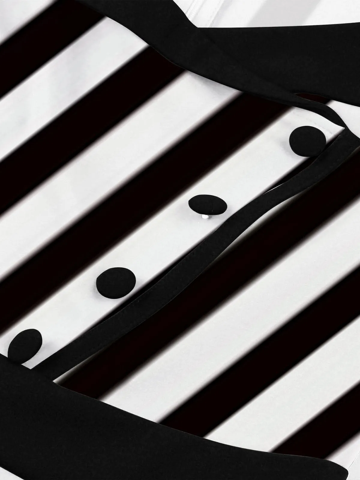 1950S Lapel Black & White Stripes Dress sold by Retro Stage product image thumbnail 4