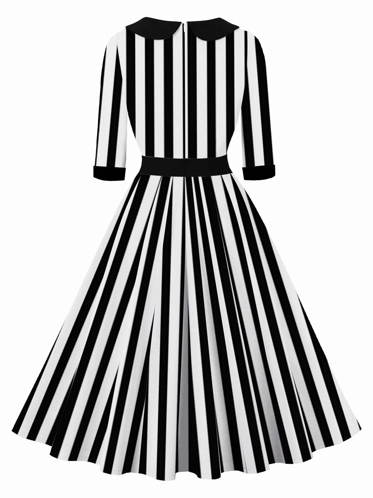 1950S Lapel Black & White Stripes Dress sold by Retro Stage product image thumbnail 2