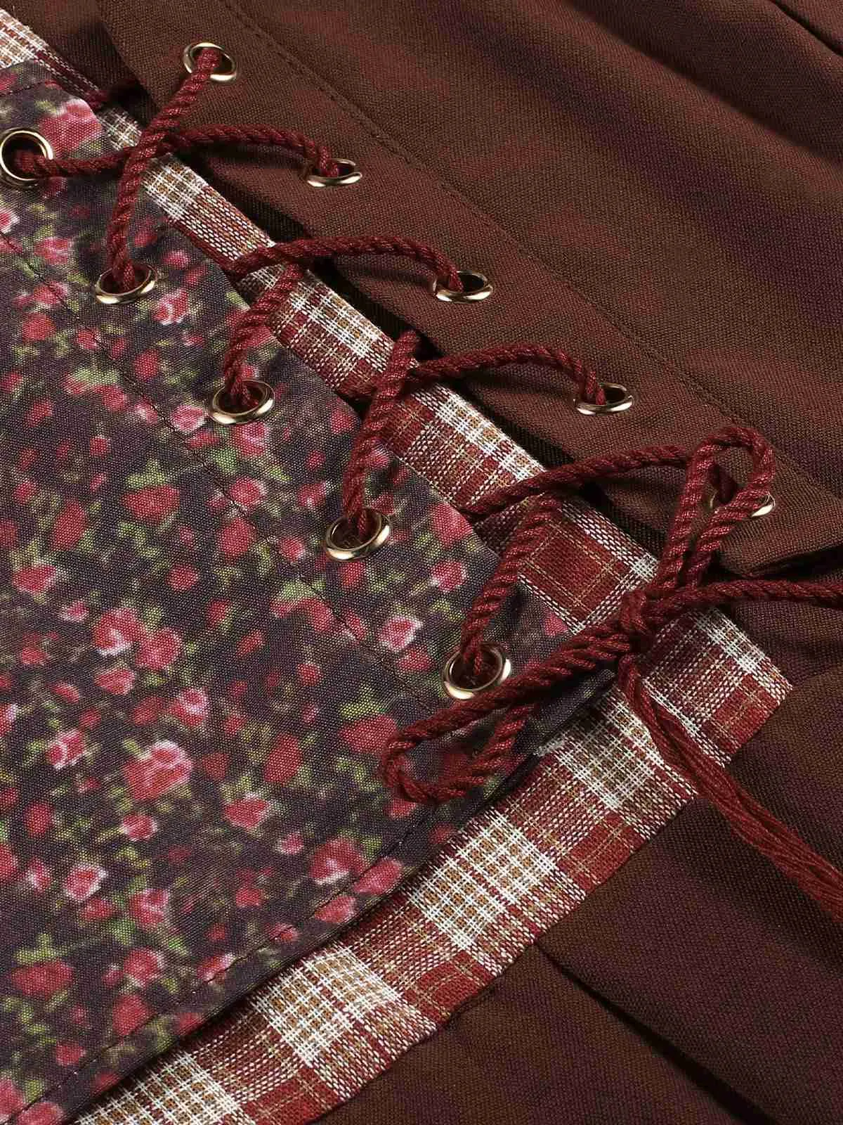 Multicolor 1940s Floral Plaid Pastoral Dress sold by Retro Stage product image thumbnail 5