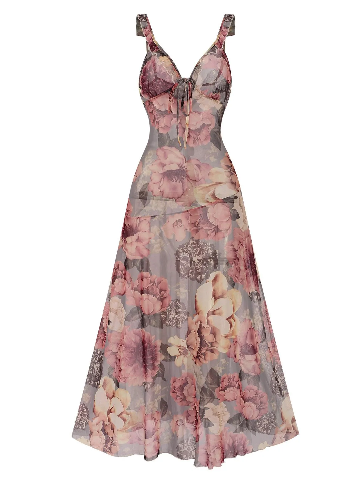 Multicolor 1970s Floral V-Neck Straps Nightgown sold by Retro Stage