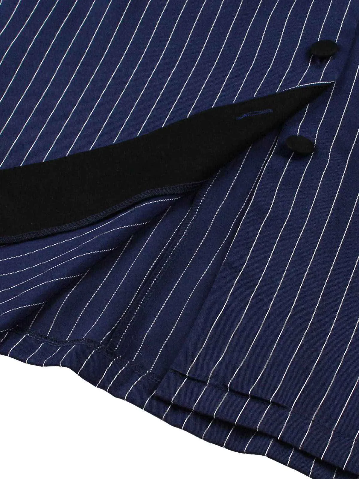 Dark Blue 1950s Striped Patchwork Belted Dress sold by Retro Stage product image thumbnail 4