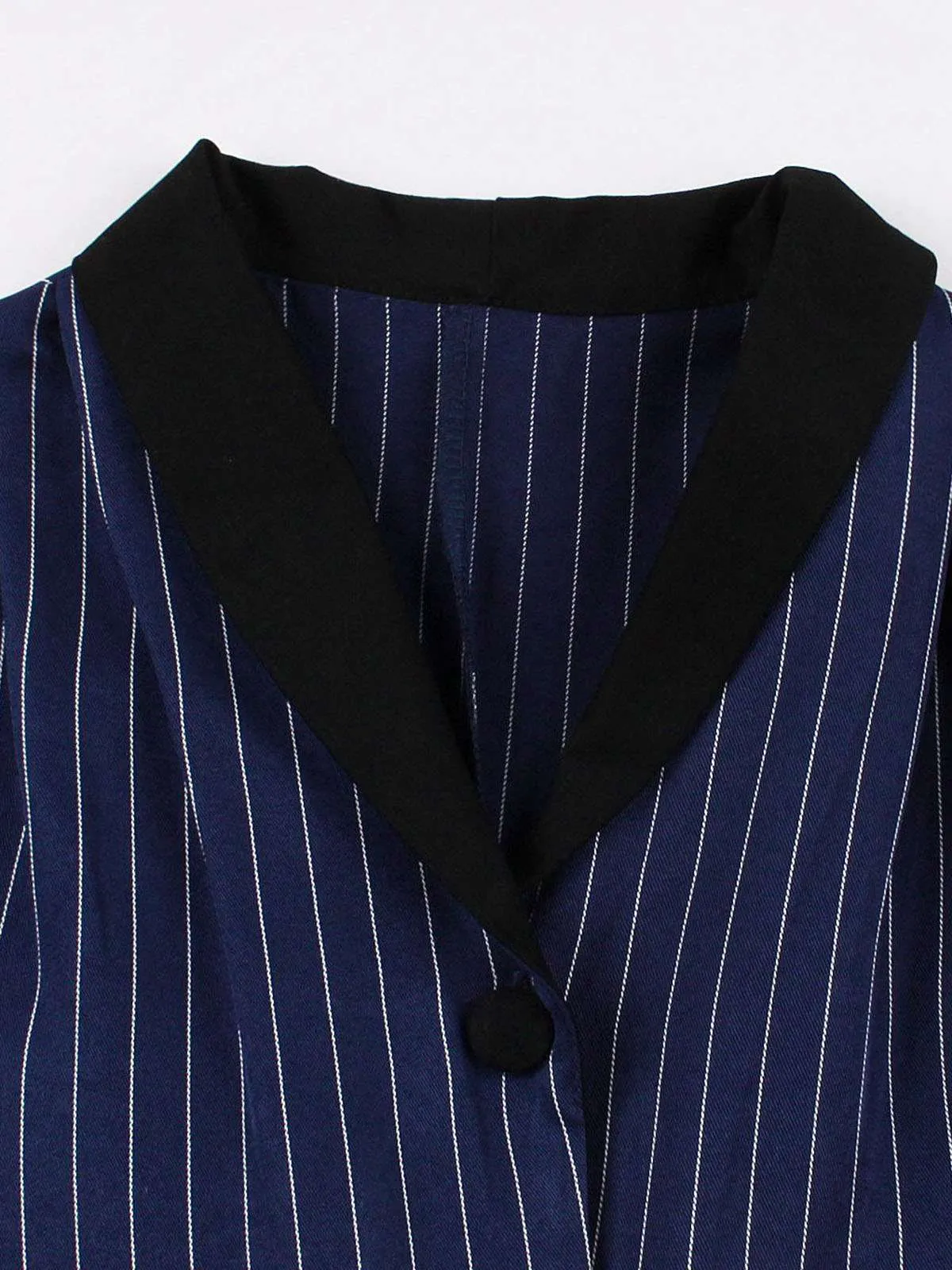 Dark Blue 1950s Striped Patchwork Belted Dress sold by Retro Stage product image thumbnail 3