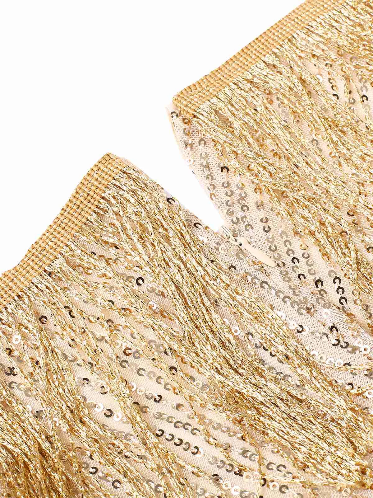 Gold 1920s One Shoulder Sequined Tassel Dress sold by Retro Stage product image thumbnail 4