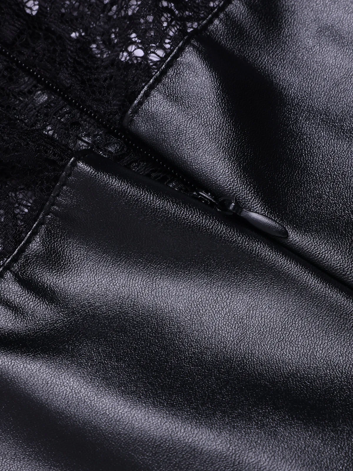 Black 1960s Lace PU Leather Dress sold by Retro Stage product image thumbnail 4