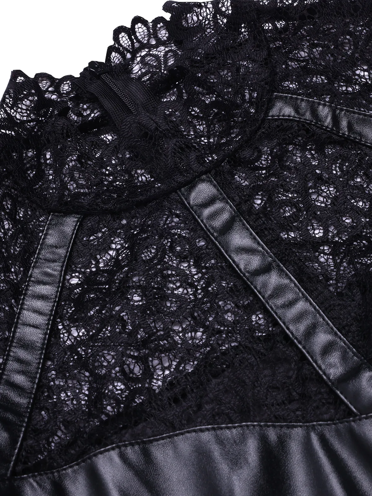 Black 1960s Lace PU Leather Dress sold by Retro Stage product image thumbnail 5