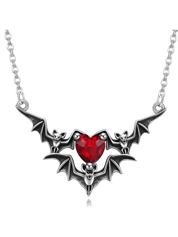 Black Halloween Bat Rhinestone Necklace sold by Retro Stage