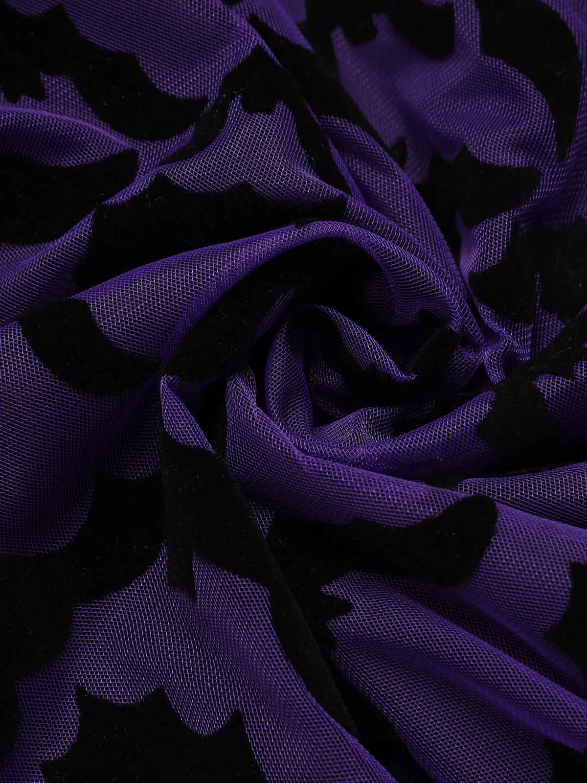 Purple 1960s Bats Mesh Bell Sleeves Dress sold by Retro Stage product image thumbnail 5
