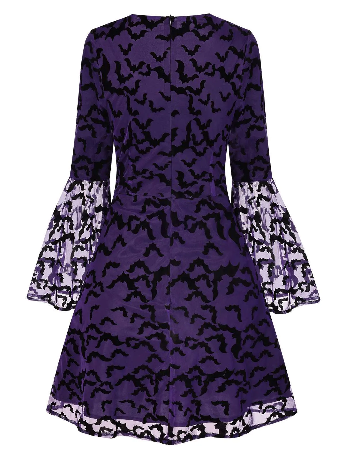Purple 1960s Bats Mesh Bell Sleeves Dress sold by Retro Stage product image thumbnail 4
