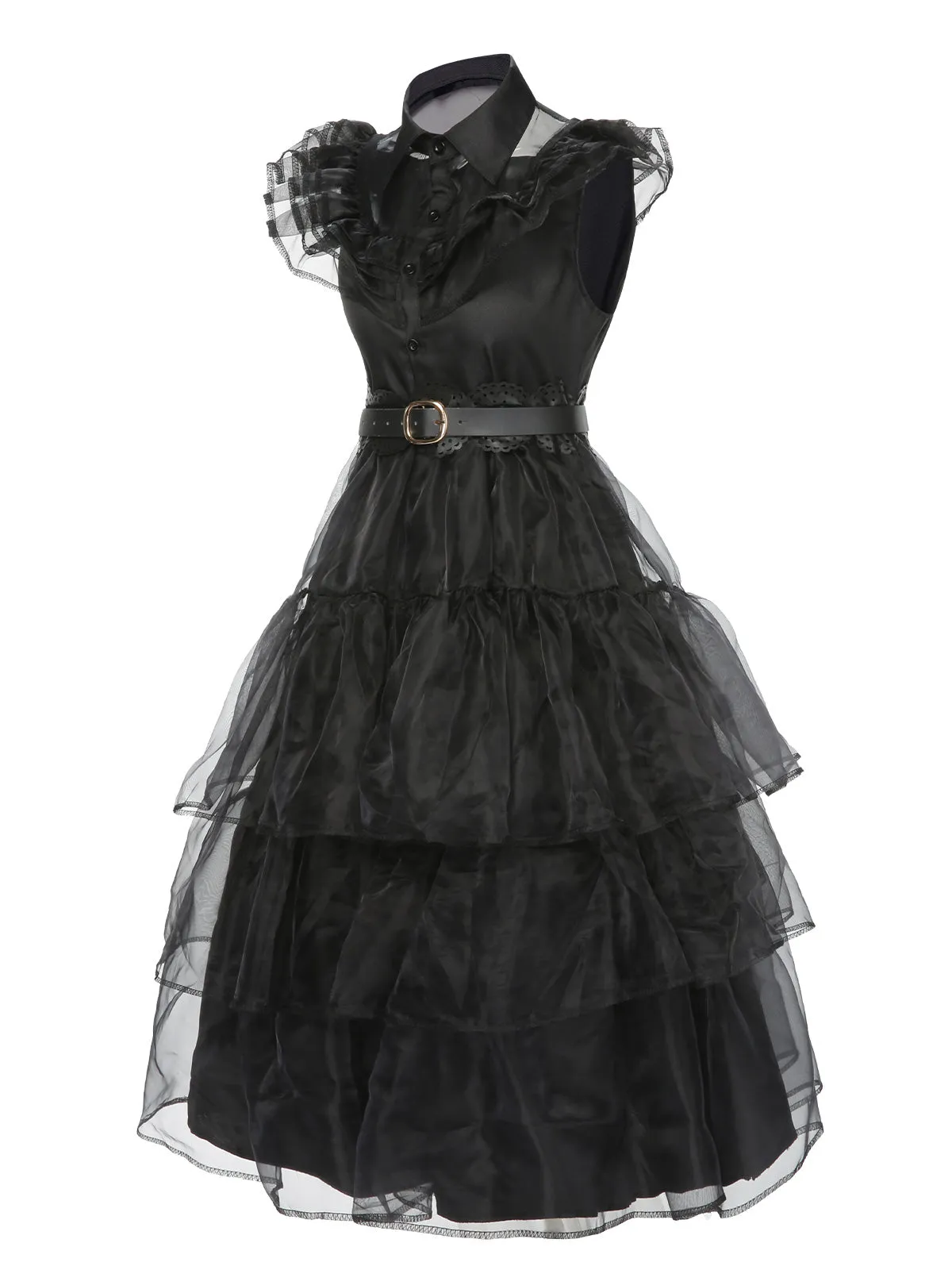 Black 1950s Halloween Lace Belt Dress sold by Retro Stage product image thumbnail 3