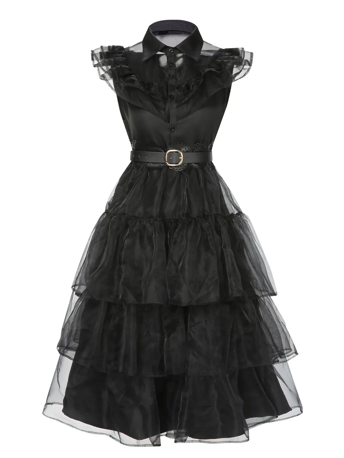 Black 1950s Halloween Lace Belt Dress sold by Retro Stage product image thumbnail 2