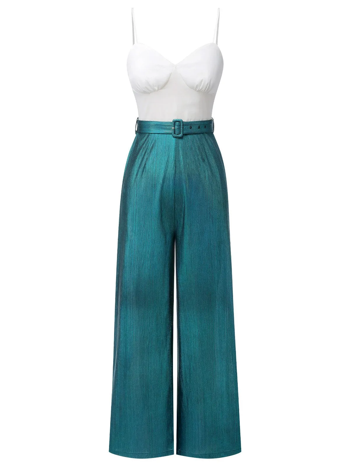 Blue 1930s Laser Flashing Spaghetti Strap Jumpsuit sold by Retro Stage product image thumbnail 3