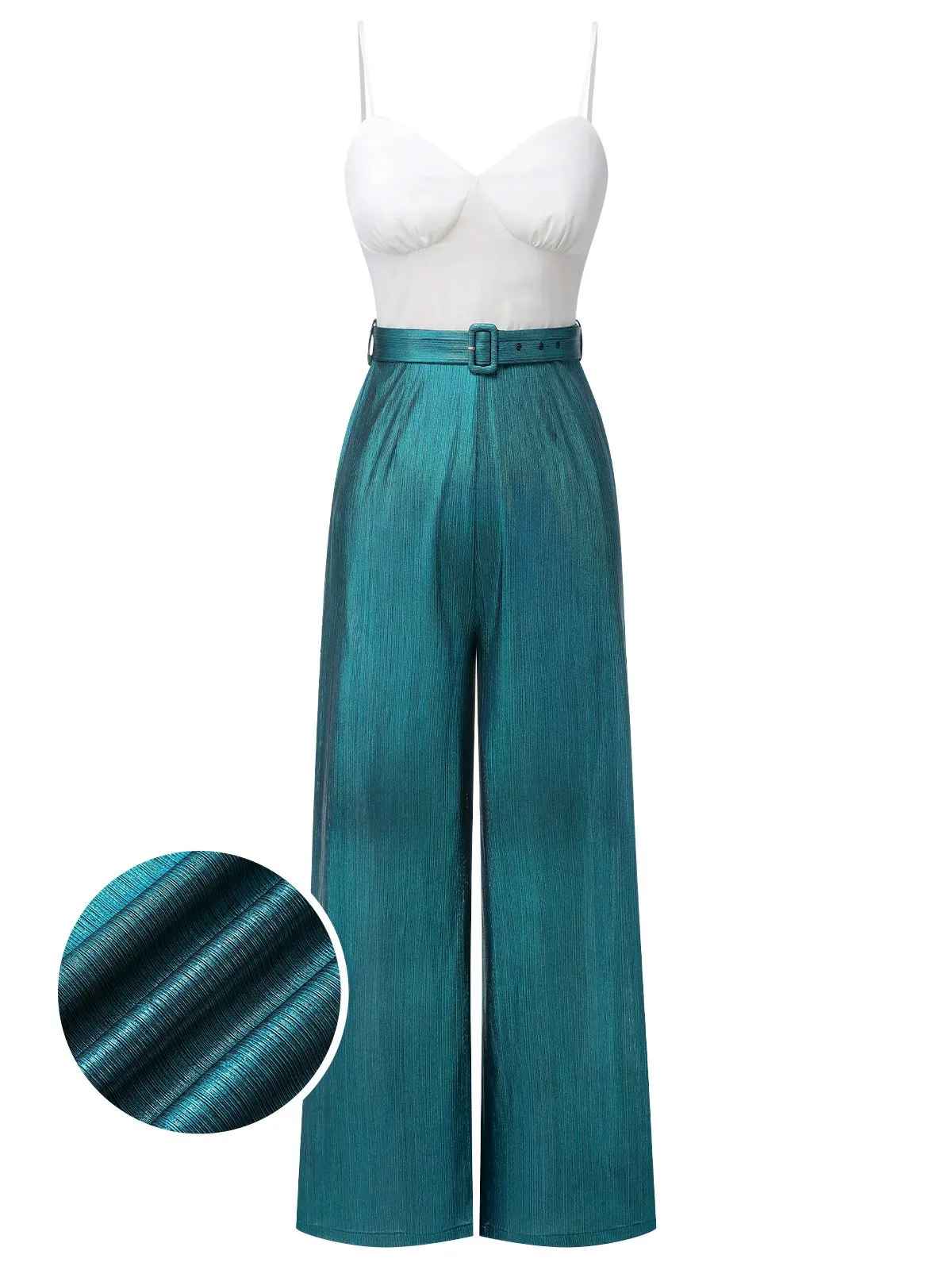 Blue 1930s Laser Flashing Spaghetti Strap Jumpsuit sold by Retro Stage product image thumbnail 2