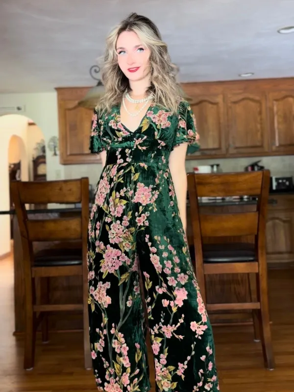 Green 1930s Velvet Vintage Jumpsuit sold by Retro Stage