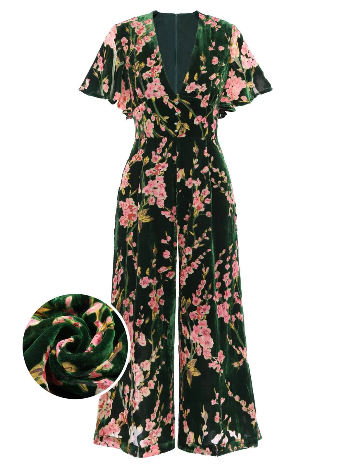 Green 1930s Velvet Vintage Jumpsuit sold by Retro Stage product image thumbnail 2