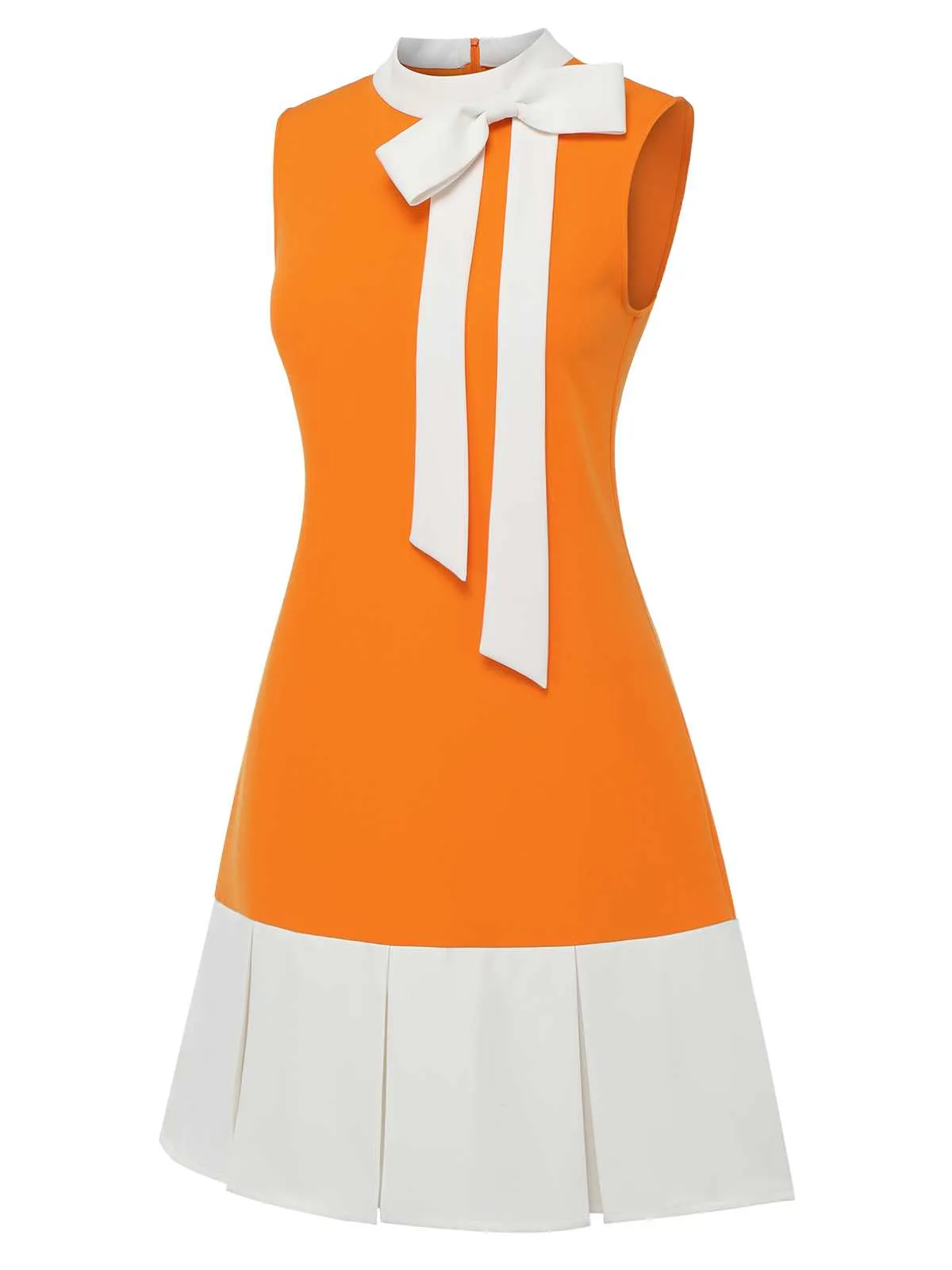 Orange 1960s Crew Bowknot Sleeveless Dress sold by Retro Stage product image thumbnail 4