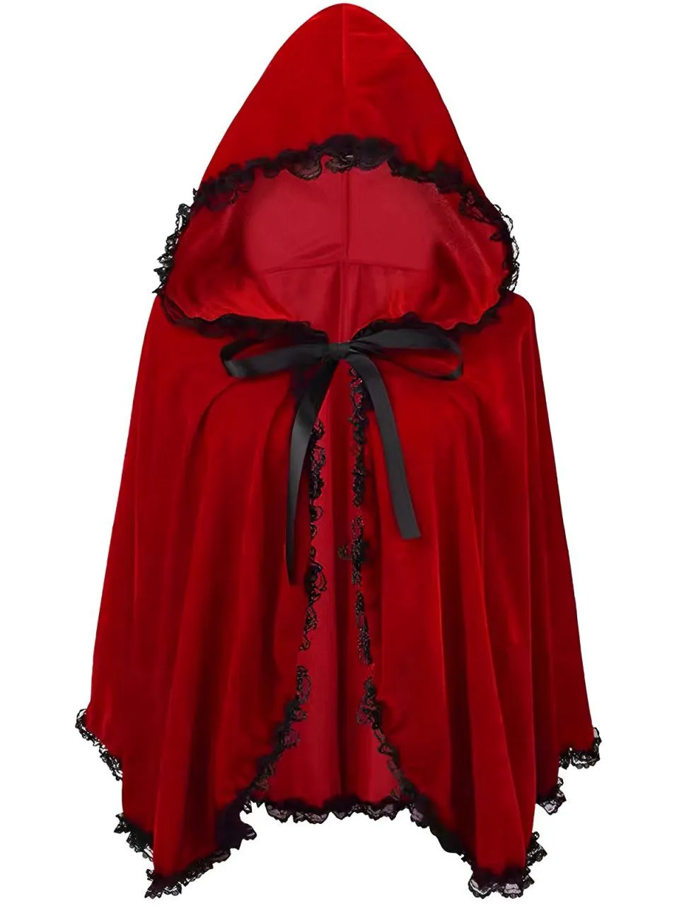 Red 1950s Halloween Lace Trim Velvet Cape sold by Retro Stage