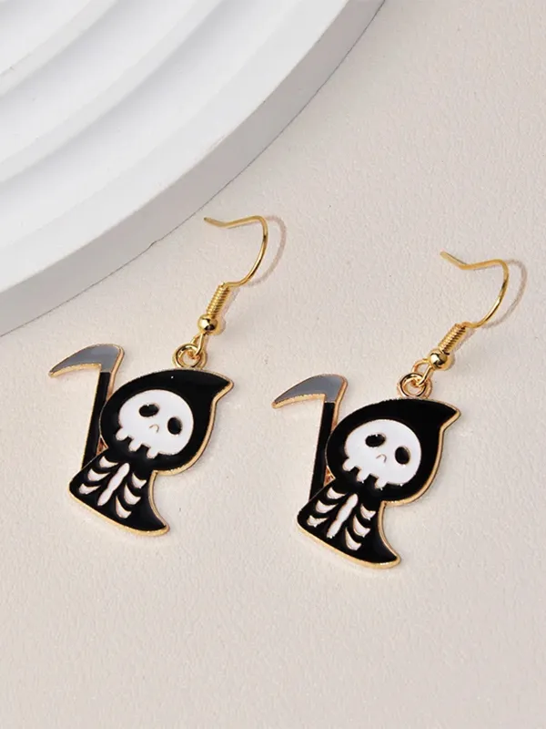 Halloween Cartoon Black Grim Reaper Earrings sold by Retro Stage