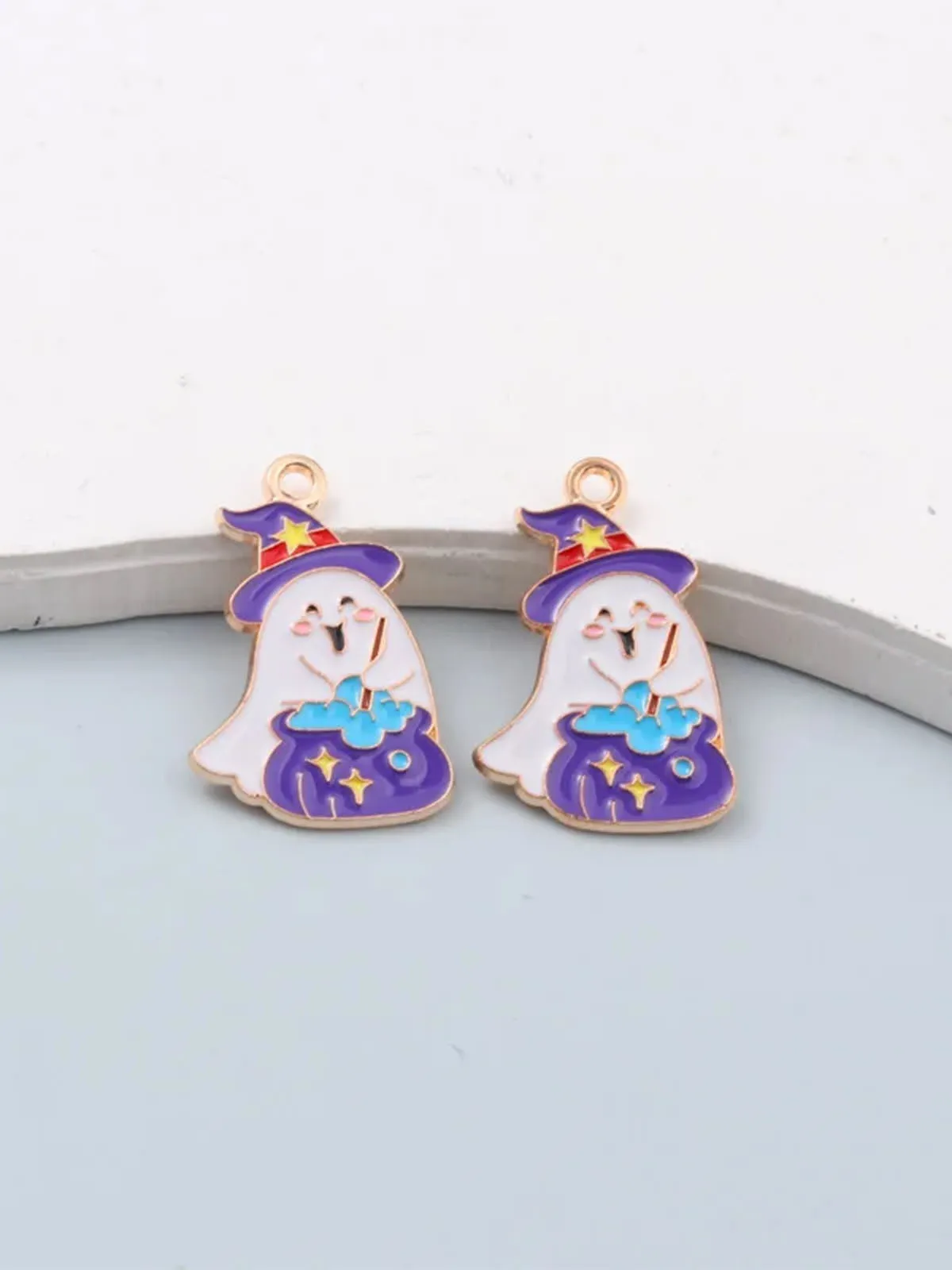 Halloween Cartoon Witch Hat Ghost Drop Earrings sold by Retro Stage product image thumbnail 2