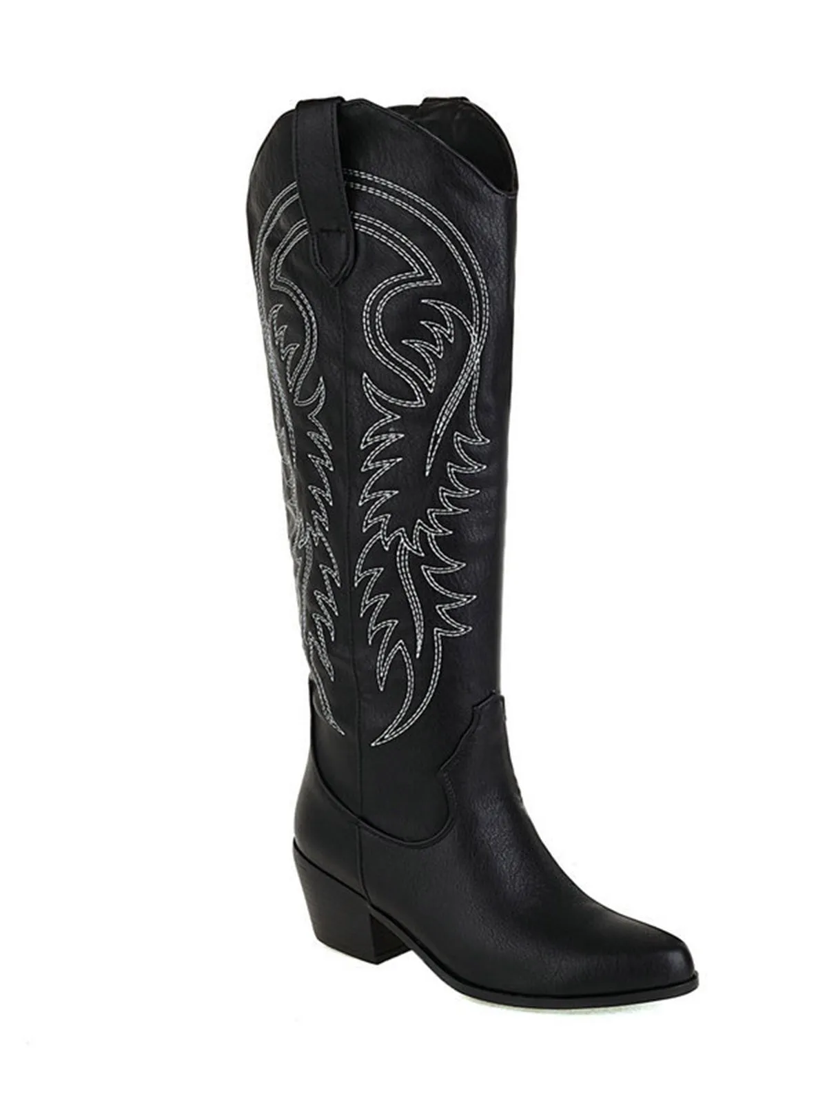 Embroidered Chunky Heel Mid-Calf Cowboy Boots sold by Retro Stage product image thumbnail 2