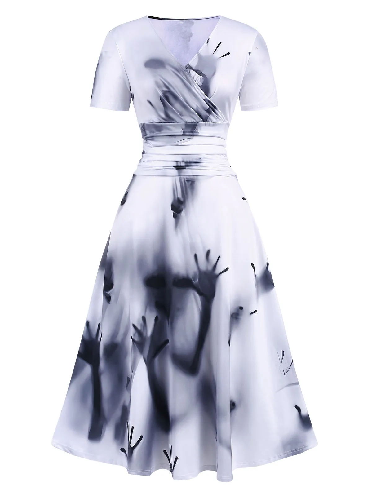 Black 1940s V-Neck Halloween Handprints Dress sold by Retro Stage product image thumbnail 2
