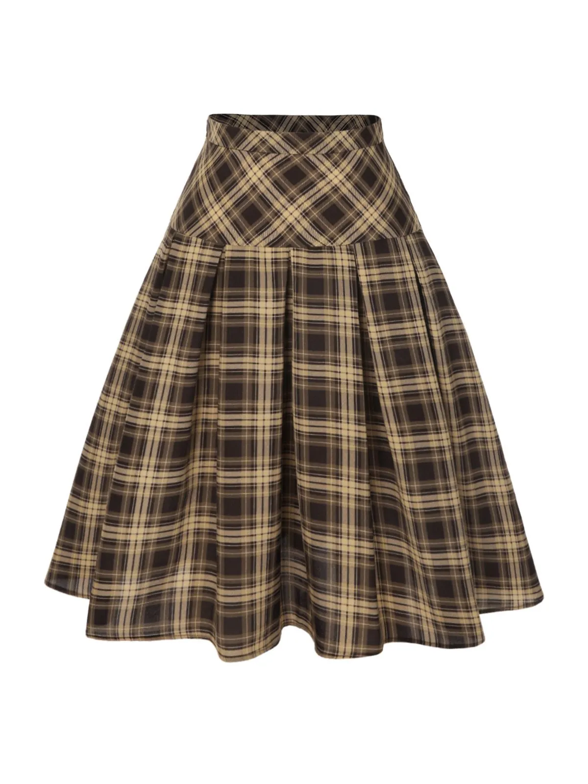 2PCS 1950s Beige Knitted Top & Plaid Pleated Skirt sold by Retro Stage product image thumbnail 5