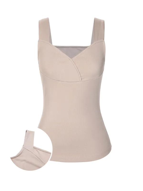 Beige 1940s Solid Sweetheart Knitted Top sold by Retro Stage