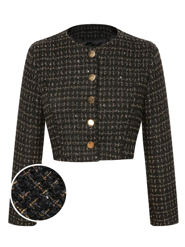 1960s Button Tweed Long Sleeve Cropped Coat sold by Retro Stage