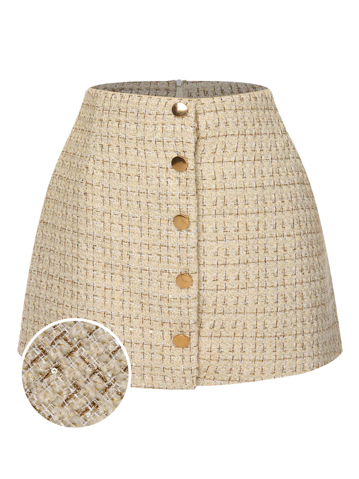 1960s A-Line Button Solid Skirt sold by Retro Stage