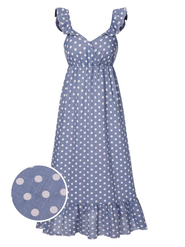 1930s Strap Ruffles Polka Dots Nightgowns sold by Retro Stage