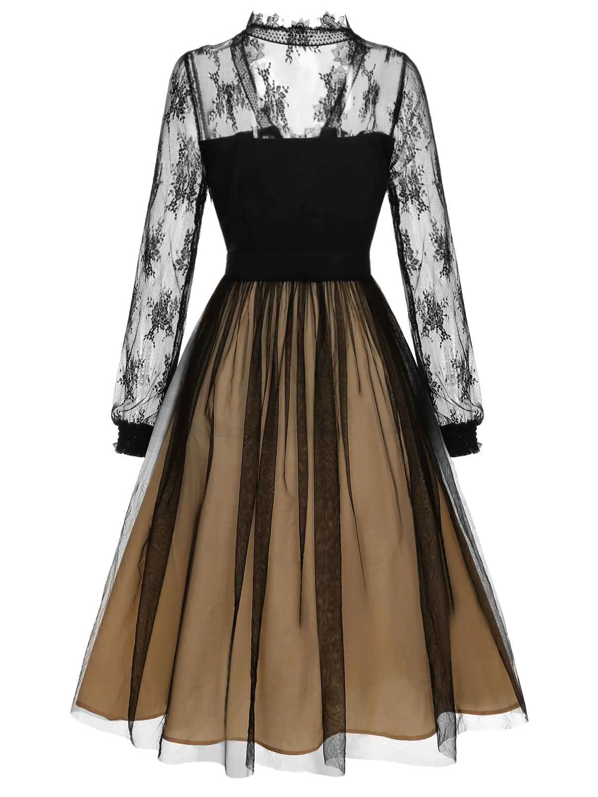 Black 1950s Lace Patchwork Mesh Dress sold by Retro Stage product image thumbnail 4
