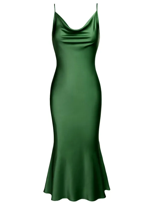 1930s Strap Solid Fishtail Vintage Dress sold by Retro Stage