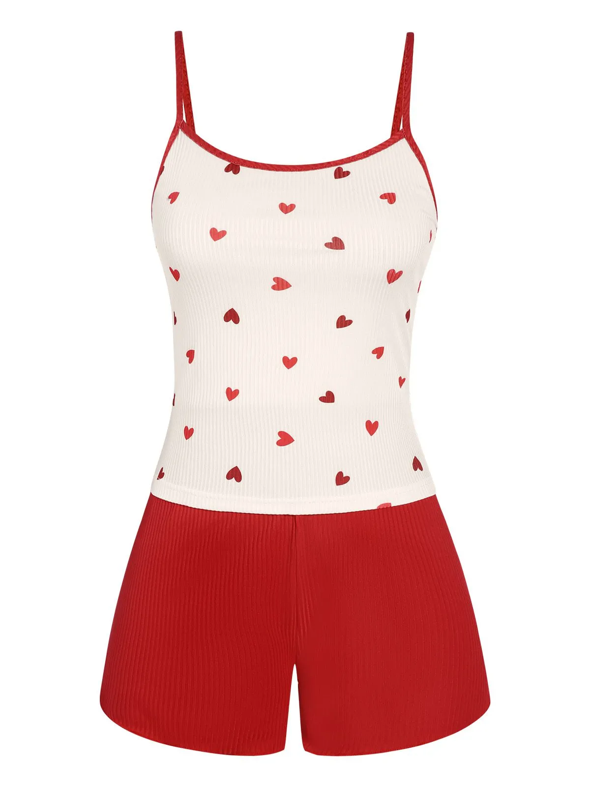 Red 1930s Heart Pajama Set sold by Retro Stage