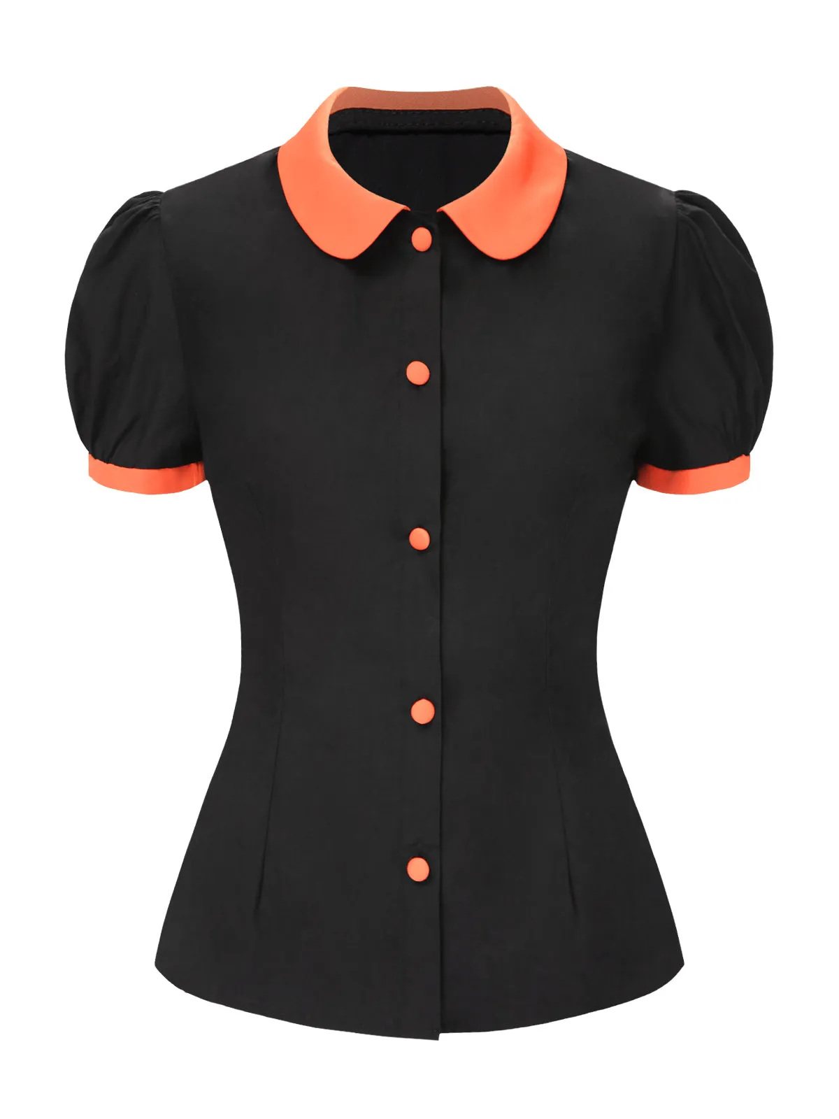2PCS 1940s Halloween Peter Pan Collar Blouse & Smiley Face Mesh Skirt sold by Retro Stage product image thumbnail 5