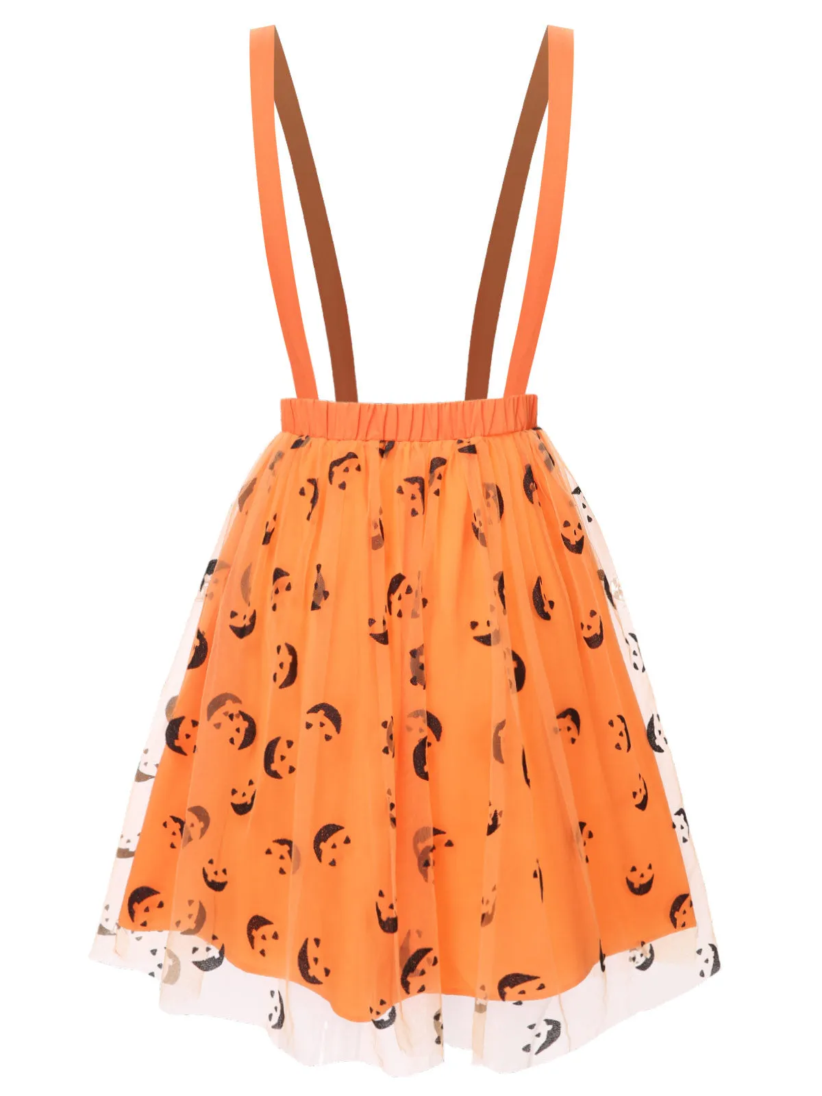 Orange 1940s Halloween Smiley Face Mesh Suspender Skirt sold by Retro Stage product image thumbnail 4