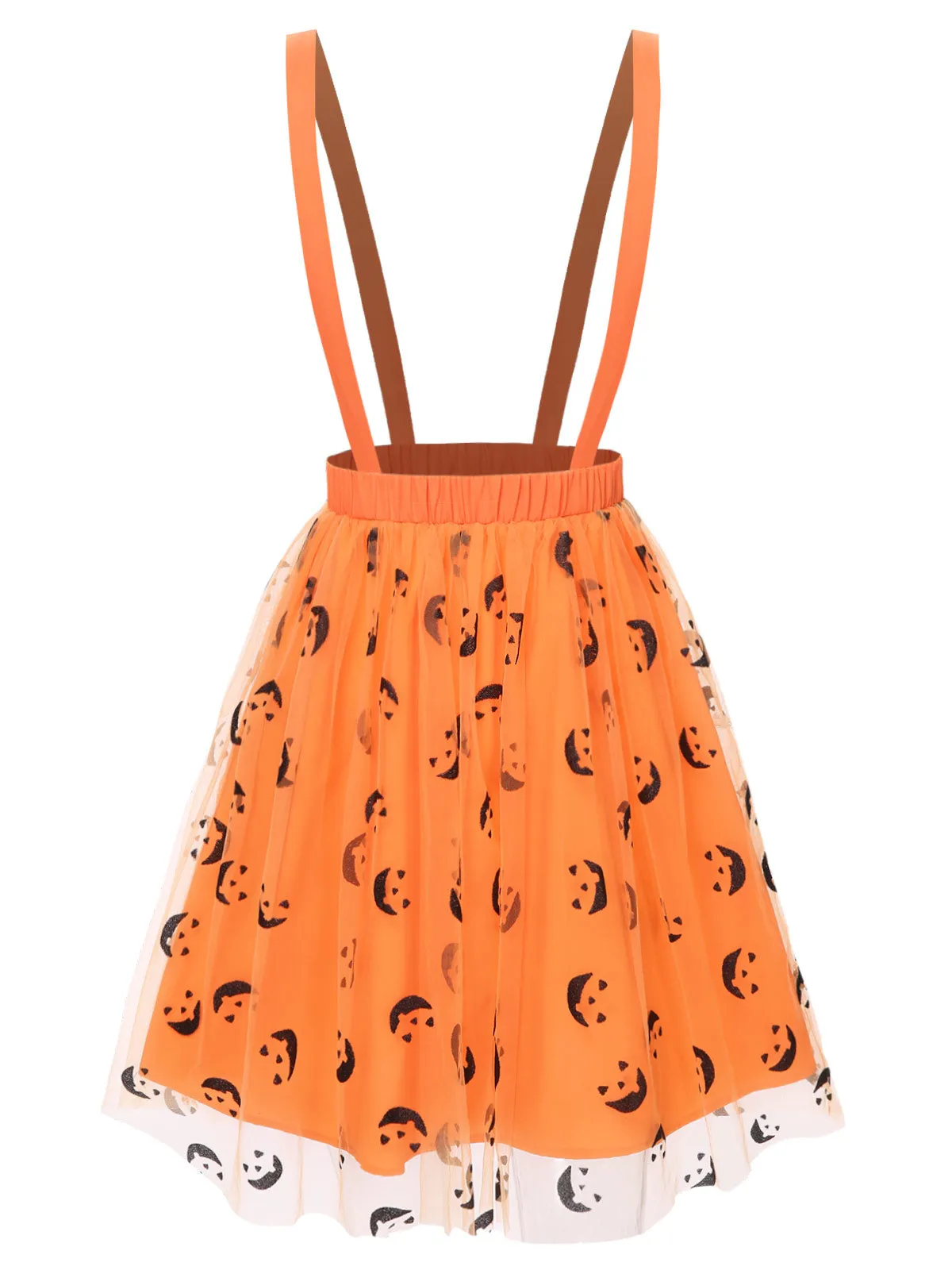 Orange 1940s Halloween Smiley Face Mesh Suspender Skirt sold by Retro Stage product image thumbnail 2