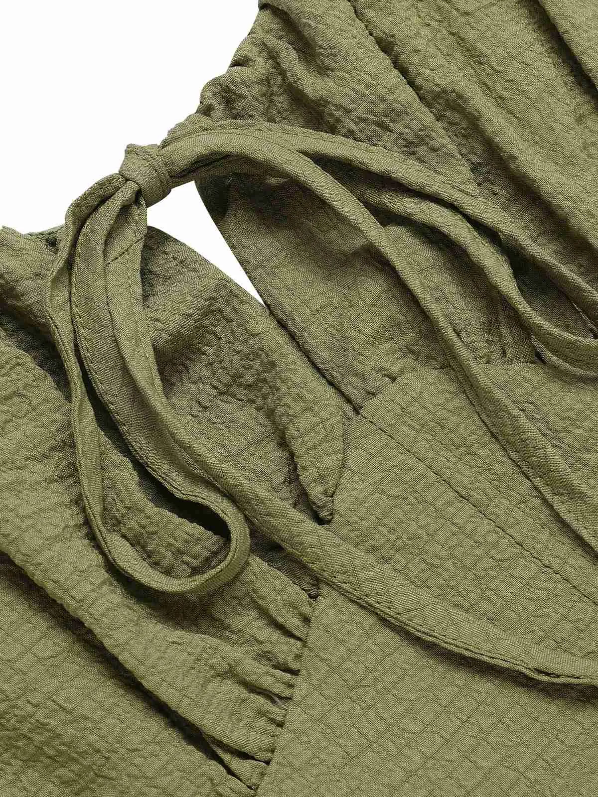 Light Green 1950s Solid Bind Pleated Romper sold by Retro Stage product image thumbnail 4