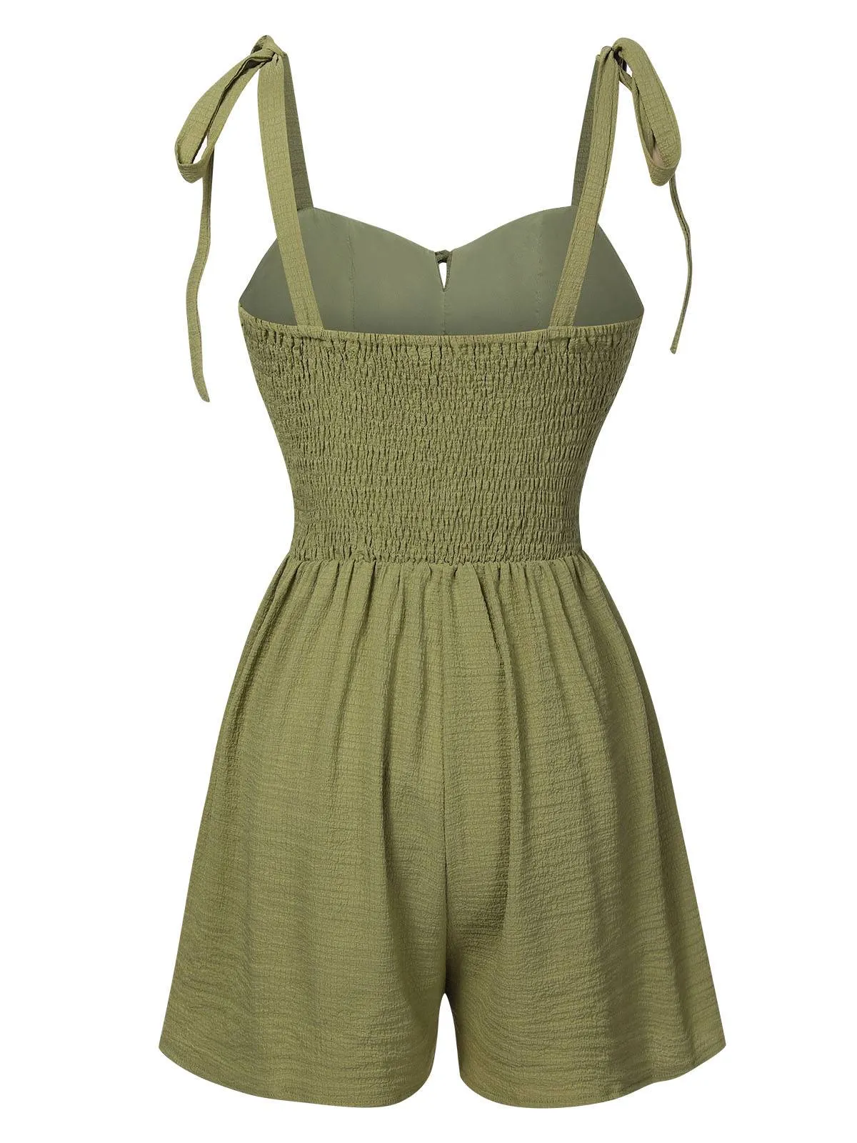 Light Green 1950s Solid Bind Pleated Romper sold by Retro Stage product image thumbnail 2