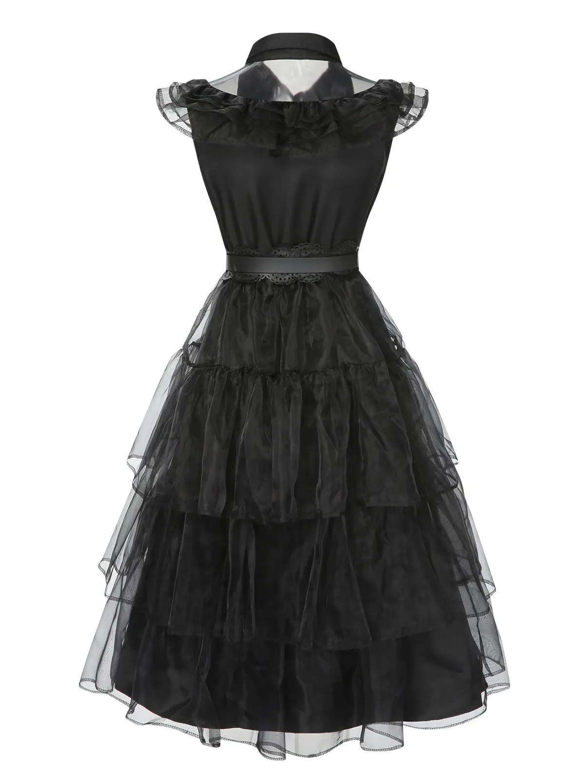Black 1950s Halloween Lace Belt Dress sold by Retro Stage product image thumbnail 4