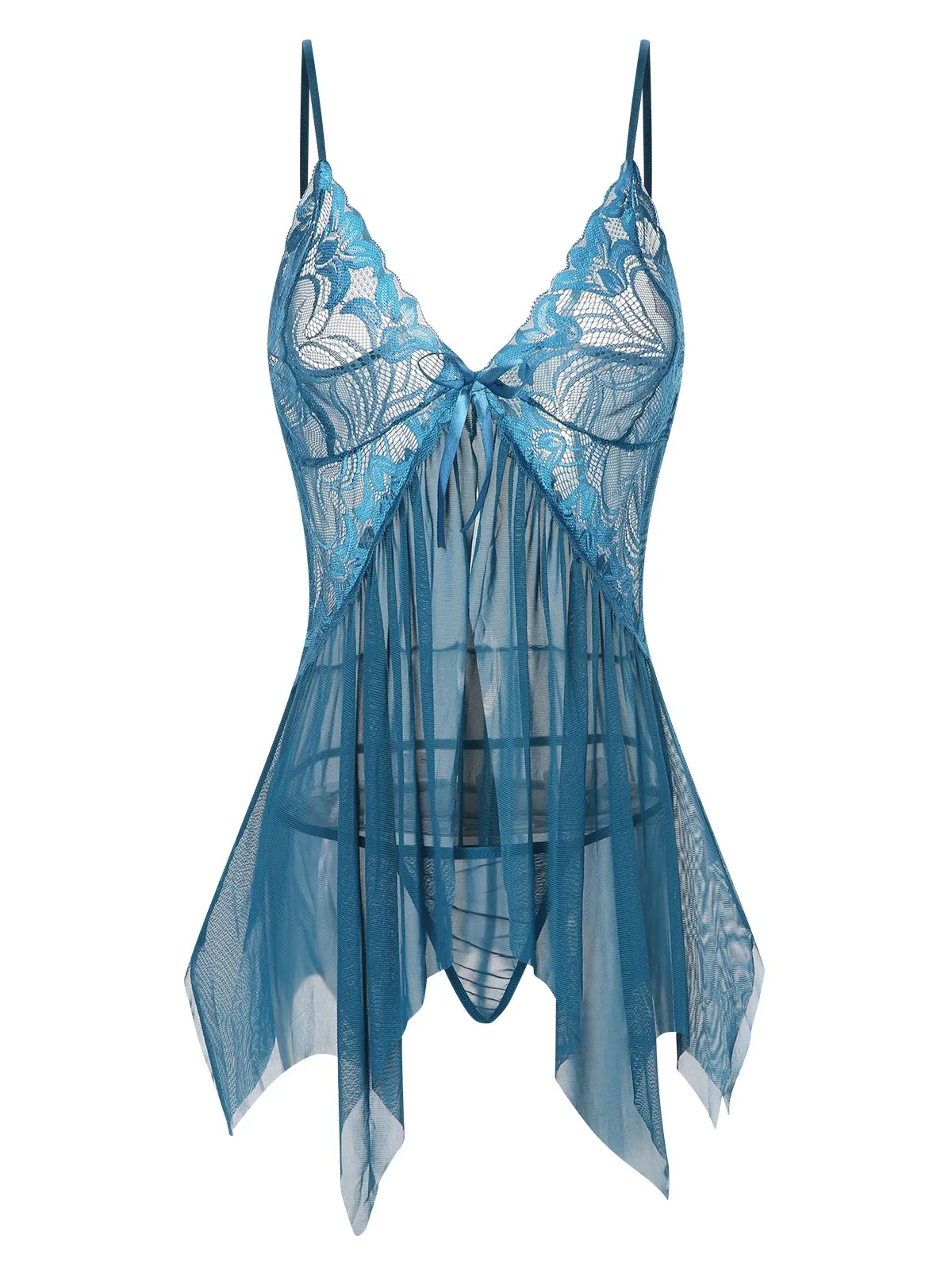 1970s Spaghetti Strap Lace Sheer Sleepwear sold by Retro Stage