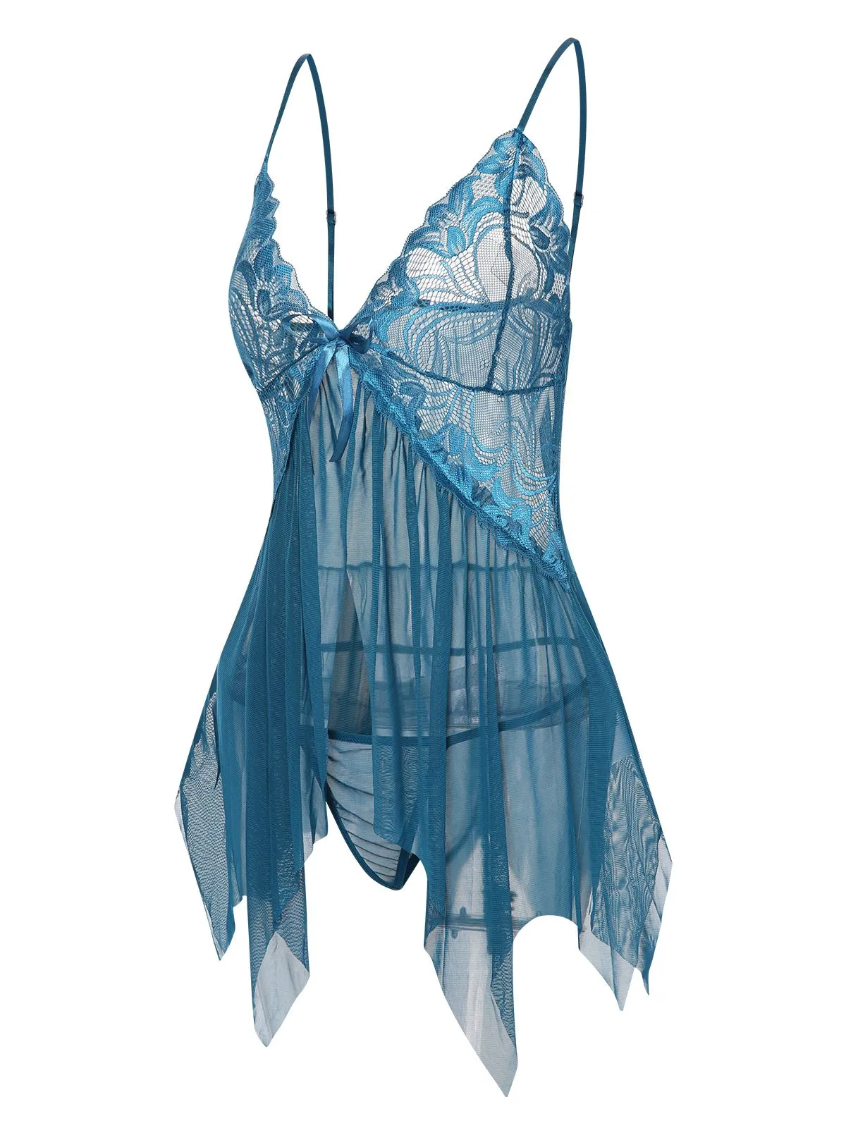 1970s Spaghetti Strap Lace Sheer Sleepwear sold by Retro Stage product image thumbnail 2