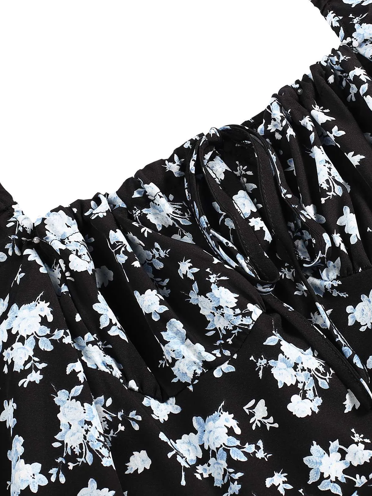 1940s Drawstring Slit Square Neck Floral Dress sold by Retro Stage product image thumbnail 4