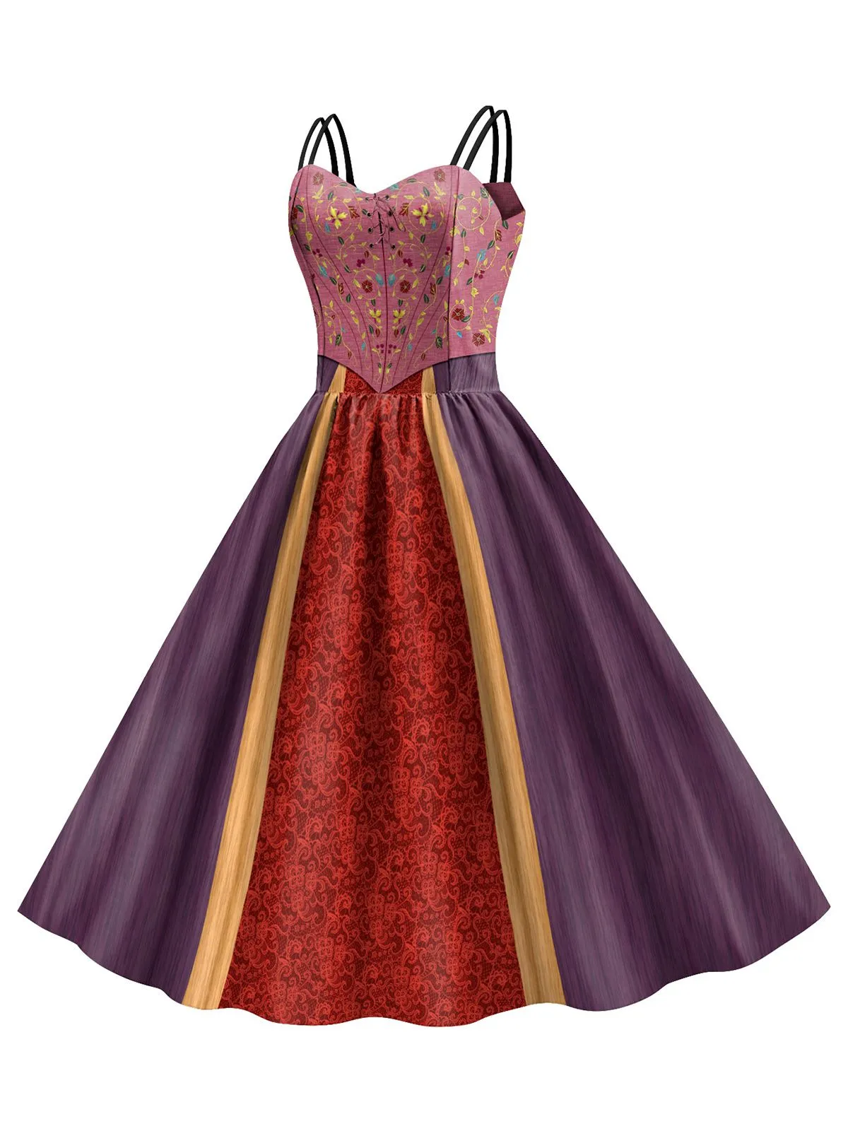 1950s Halloween Double Straps Patchwork Dress sold by Retro Stage product image thumbnail 2