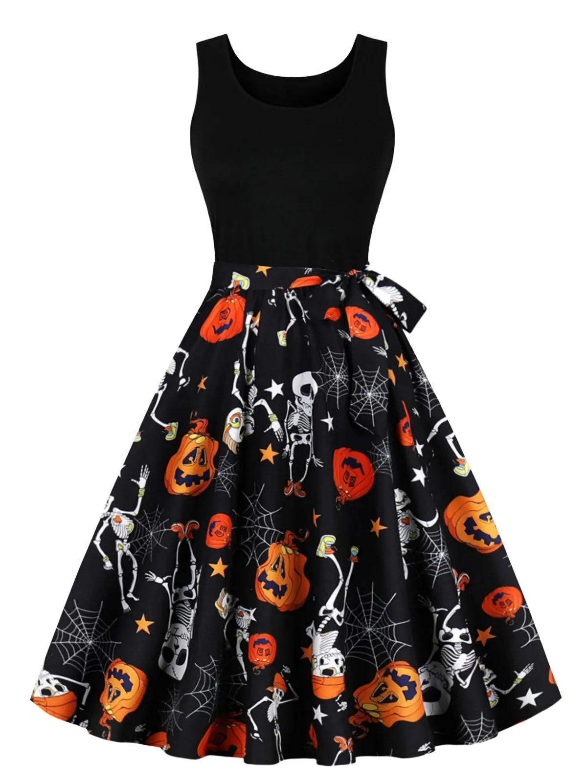 1950s Halloween Patchwork Sleeveless Dress sold by Retro Stage product image thumbnail 2
