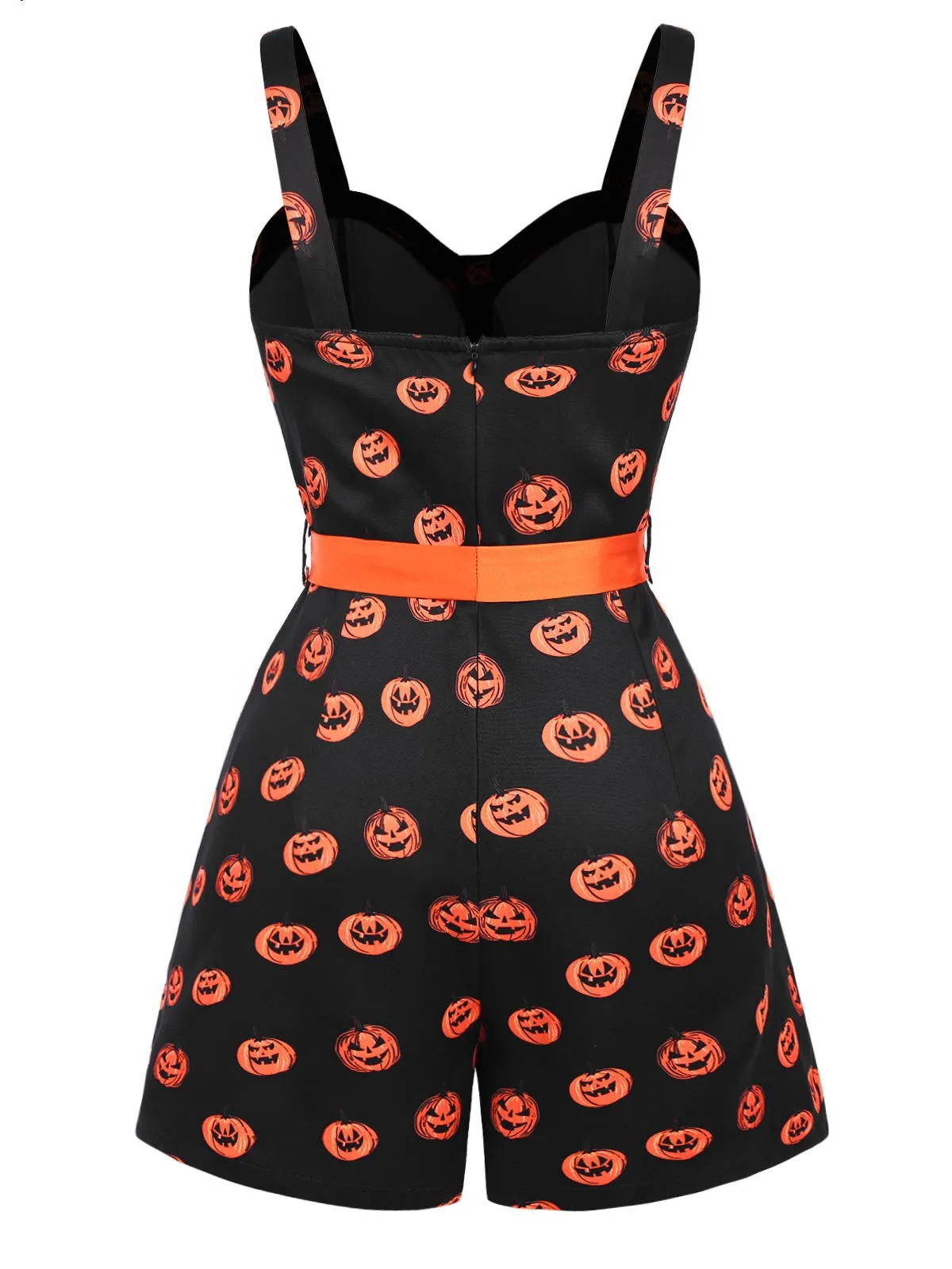 Black 1950s Halloween Pumpkin Face Romper sold by Retro Stage product image thumbnail 4