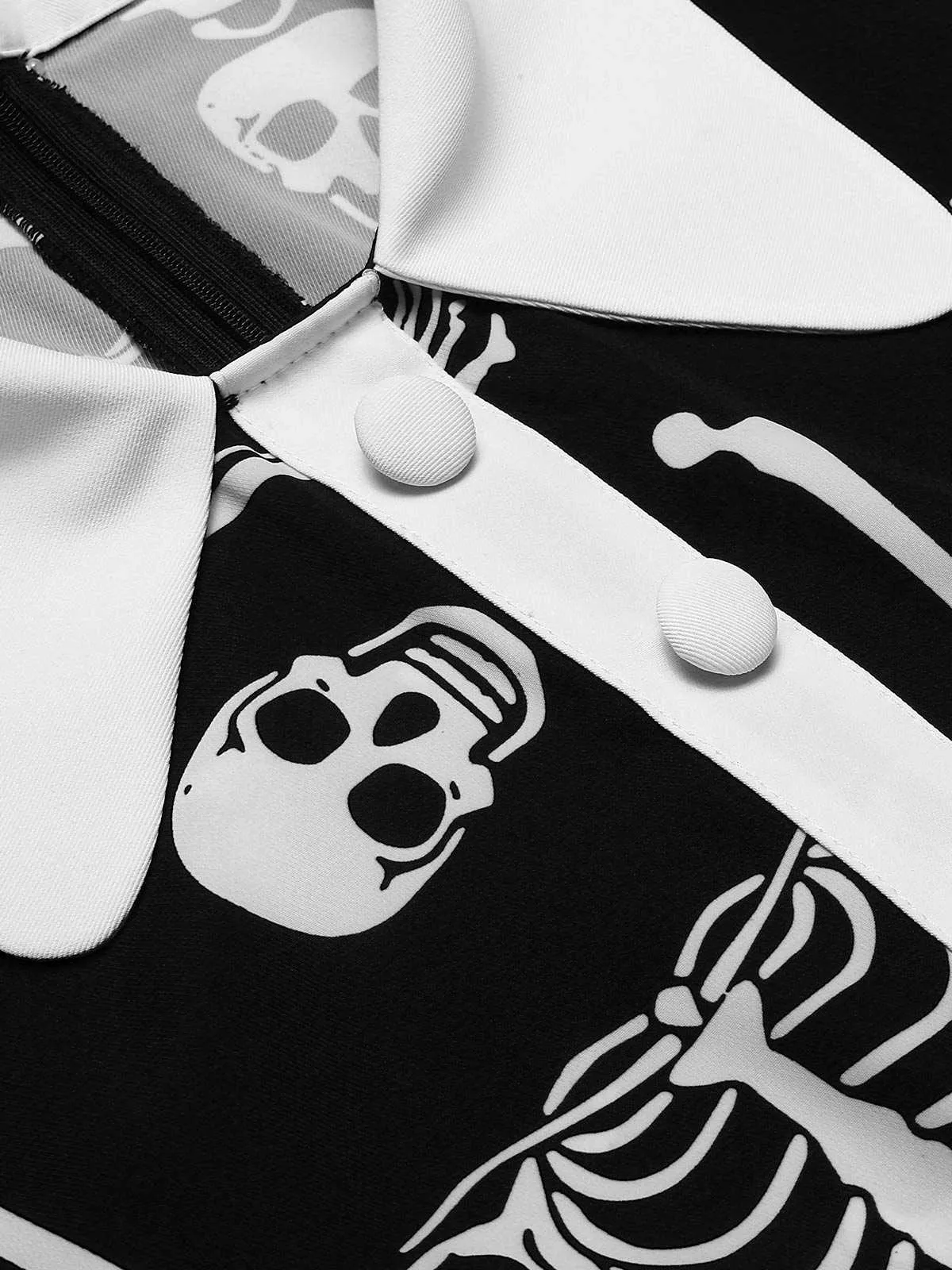 Black 1960s Halloween Skeleton Lapel Mod Dress sold by Retro Stage product image thumbnail 5